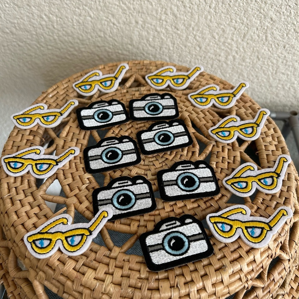 Embroidered Camera and Sunglasses iron on Patches
